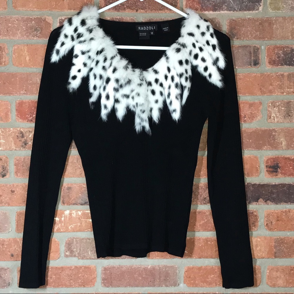 Radzoli Sweater with Fur Collar M
